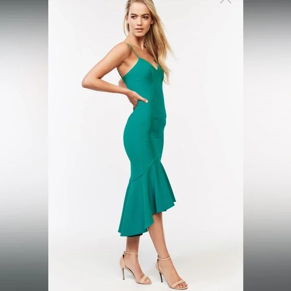 bardot lisandra midi dress Bardot Greenlake Lisandra Ruffle Hem Fitted Mermaid Midi Dress